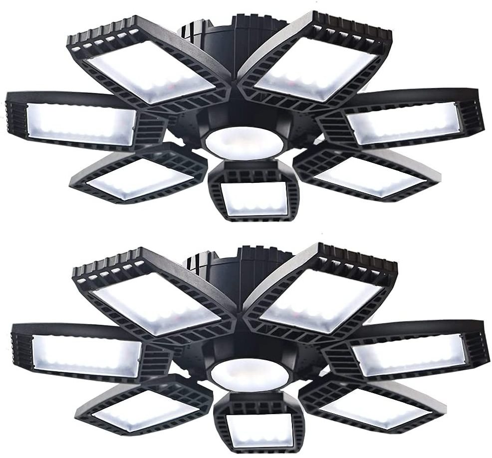 Adjustable Led Garage Lights 300W E26/E27 30000Lm High Brightness High Bay Light fixture 7+1 Deformable Panels Shop Lights