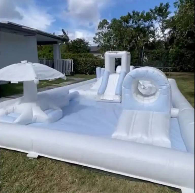 Inflatable Water Park with Slide, Trampoline, Soccer, Volleyball and Ball Pit