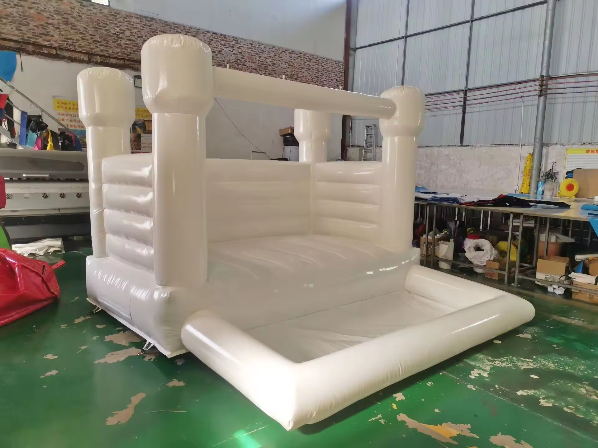 10x10ft  White Bounce House Toddler Inflatable Bounce House with Ball Pit Kids Jump Castle