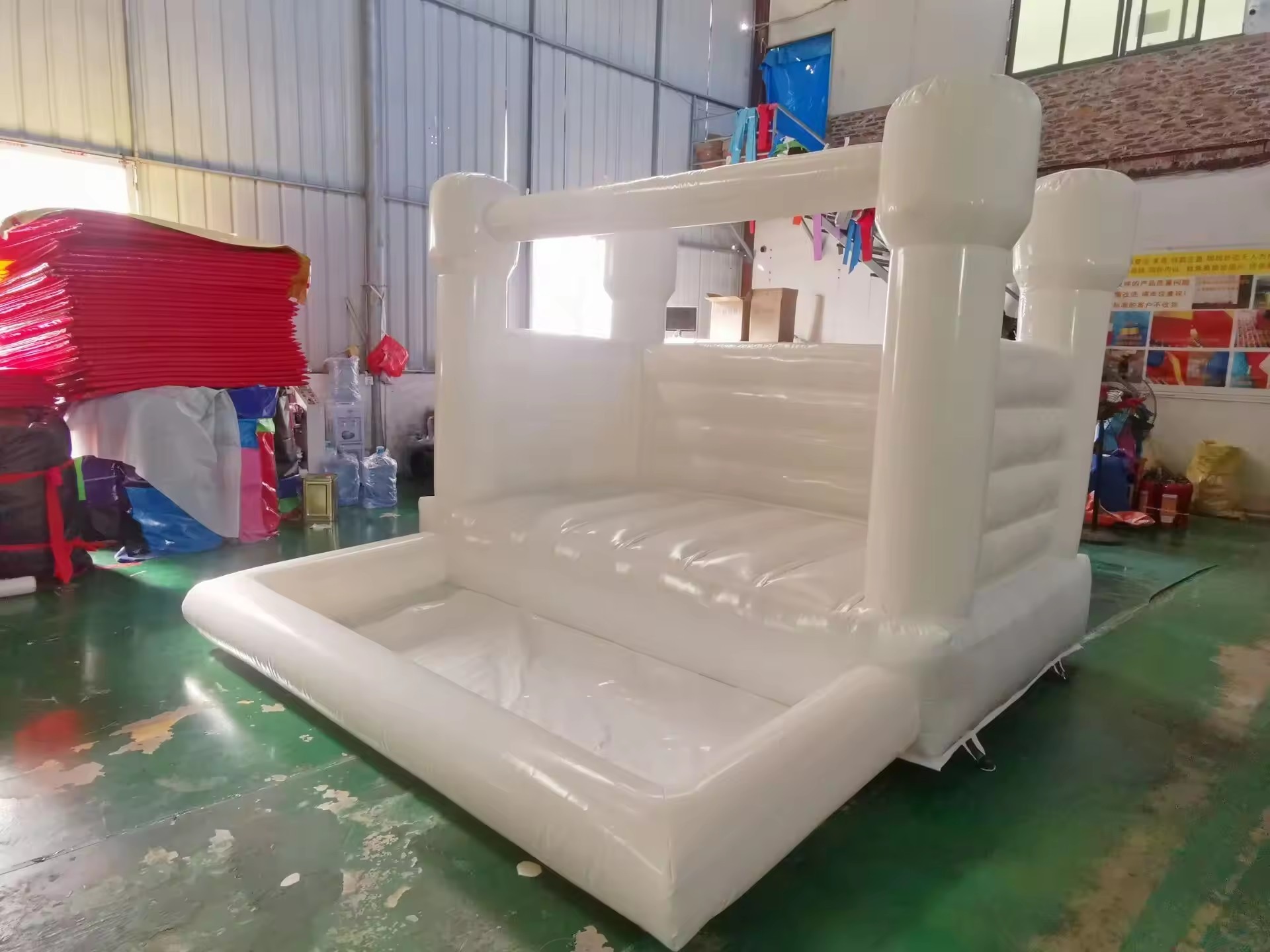 10x10ft  White Bounce House Toddler Inflatable Bounce House with Ball Pit Kids Jump Castle