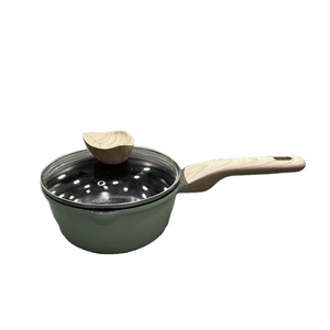 Nonstick Granite Sauce Pan with glass lid for All Stove Small Soup Pot Milk Pan with Pour Spouts Induction bottom