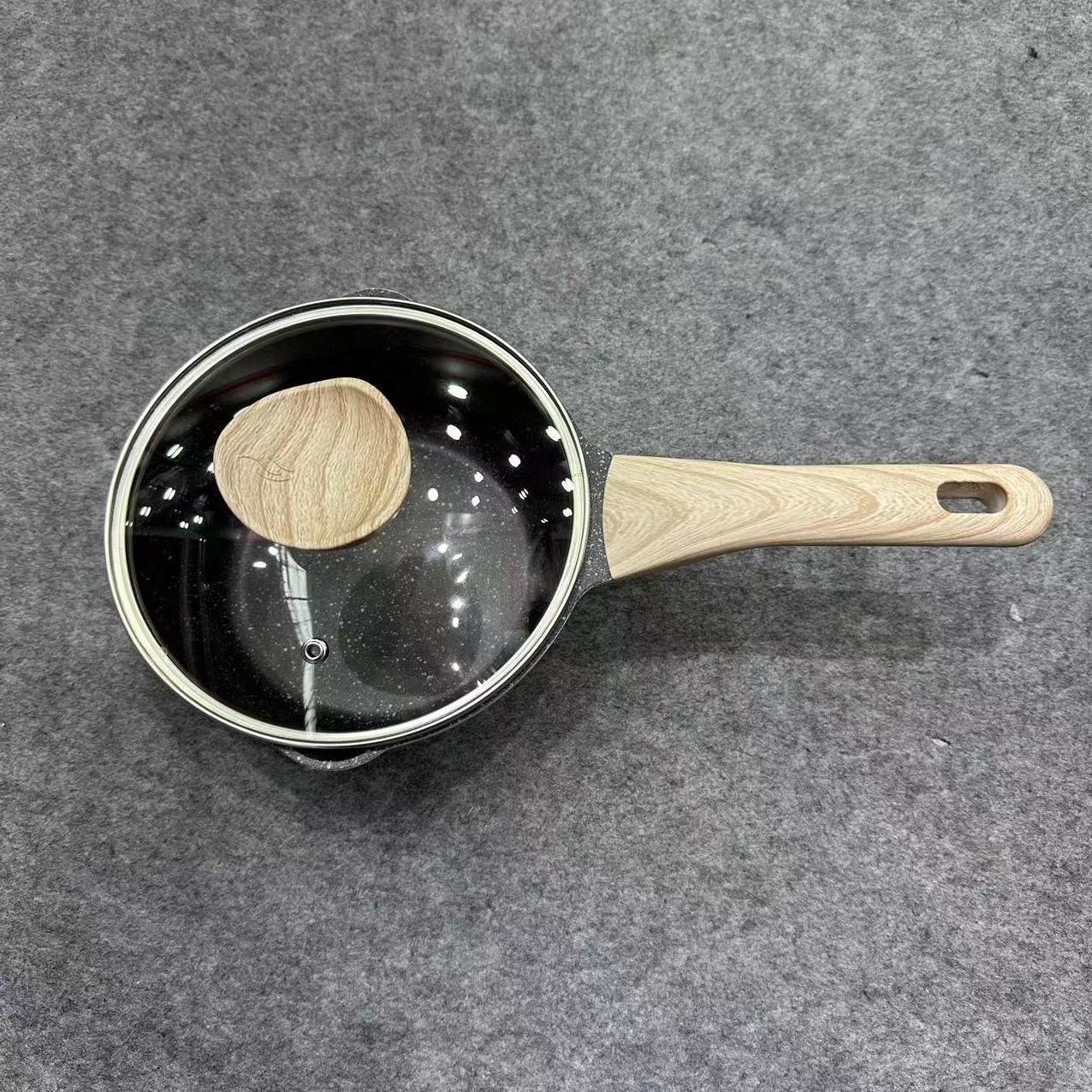 Nonstick Granite Sauce Pan with glass lid for All Stove Small Soup Pot Milk Pan with Pour Spouts Induction bottom