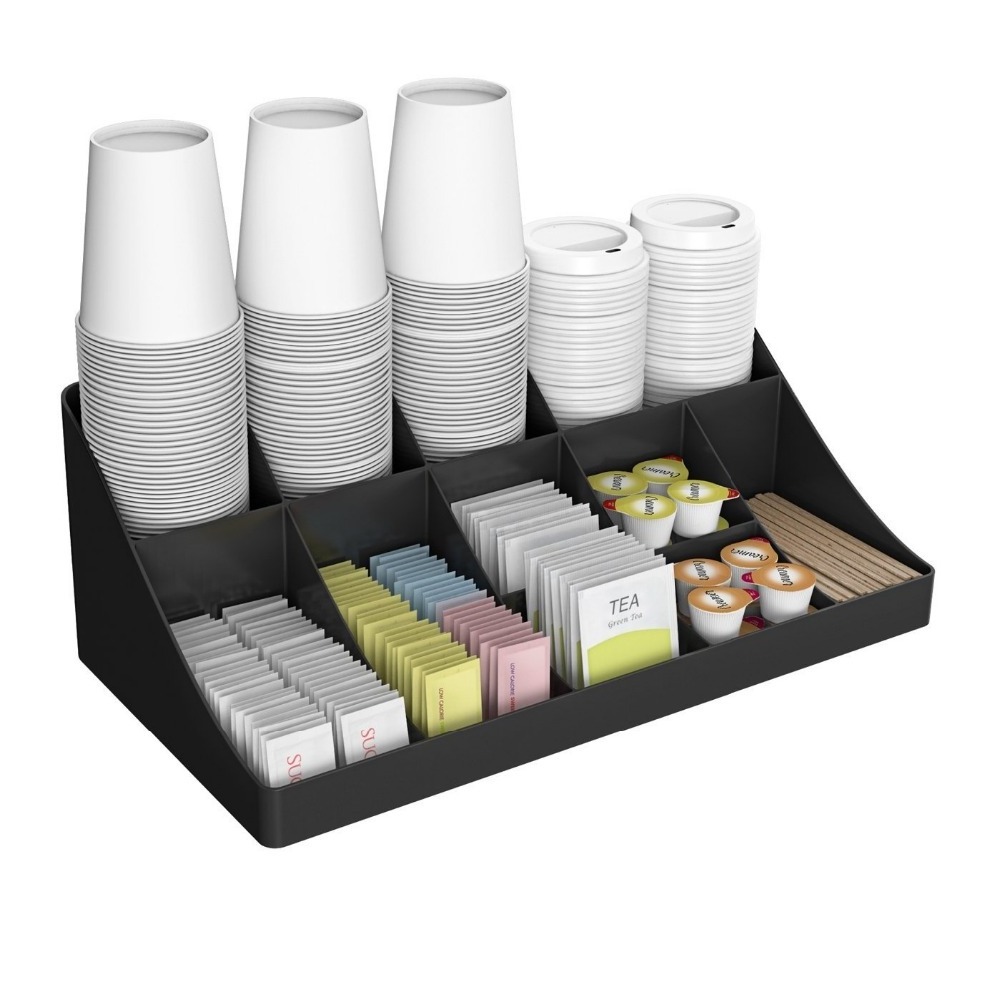 2 Drawers Clear Deluxe Multi-function Coffee Cups Condiments Acrylic Organizer