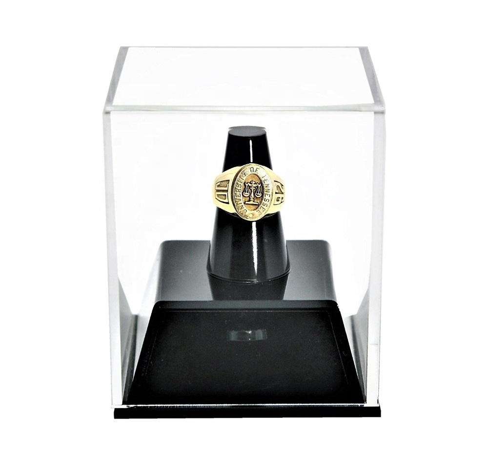 Custom Wholesale single ring display cube case Crystal Acrylic Clear Ring Holder Propose Box Romantic Date Gift Customizable box