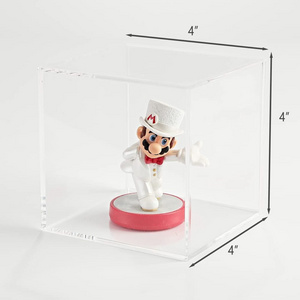 4" x 4" x 4" Clear Acrylic Cube Display Case Showcase Box Organizer Stand for Collectibles, Sculpture, Legos