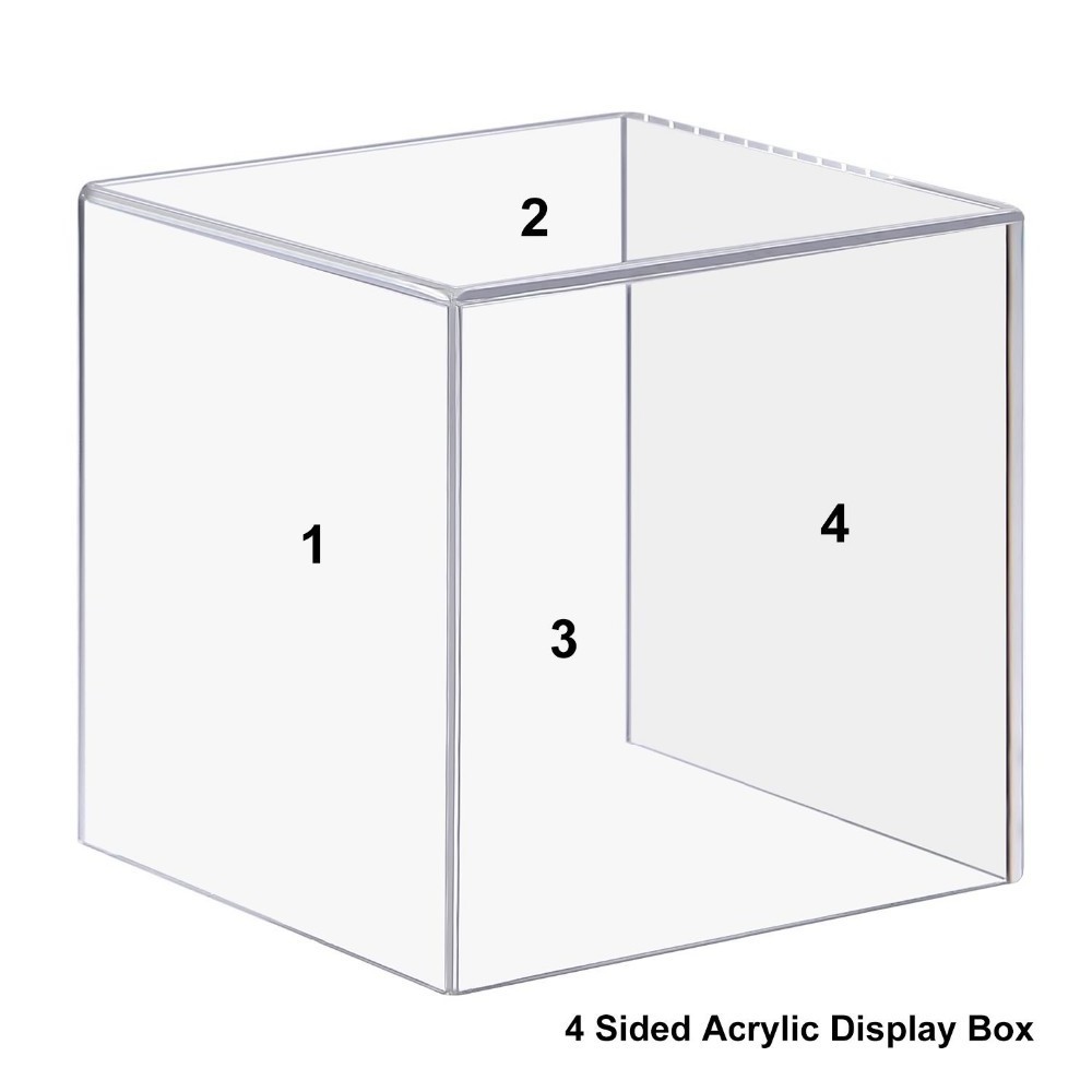 cheap Acrylic Display Case display box 4 Sided Acrylic Cube,Museum Box Case, Jewelry Book Showcase