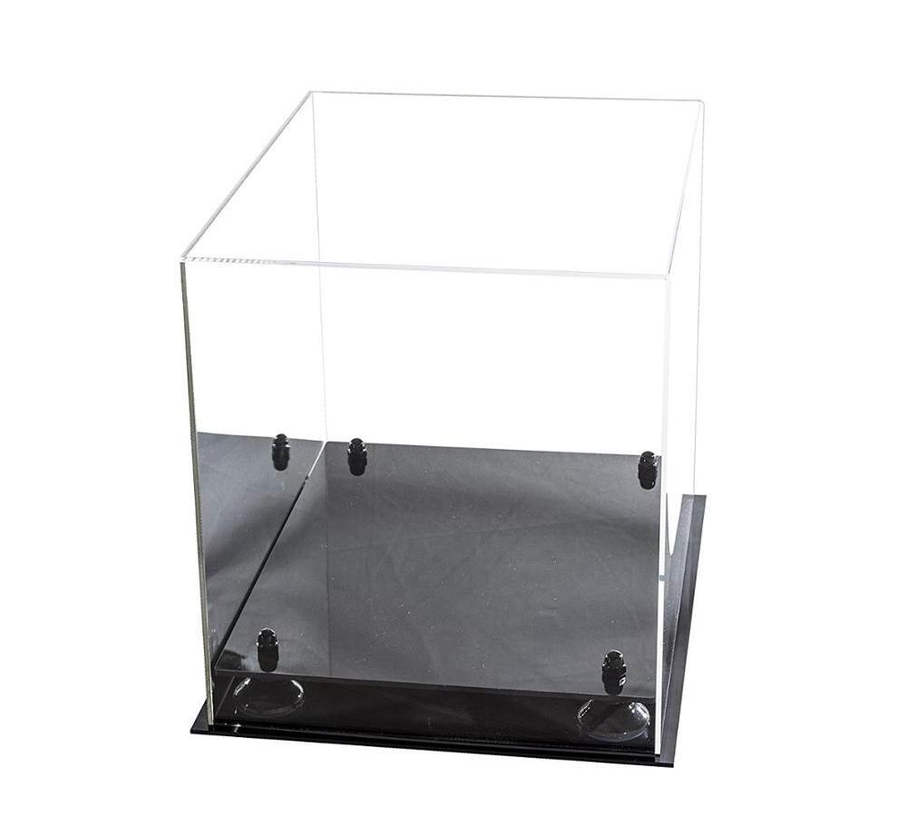 Wholesale Acrylic Football Display Case Sports Memorabilia Clear Display Case With Black Riser