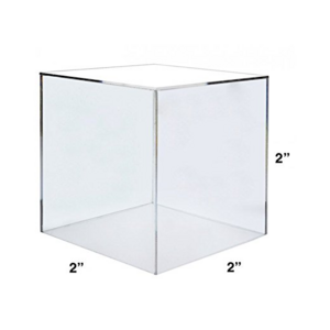 Premium Crystal Clear Acrylic 5 Sided Display case 2" sq Cubes Display Clear 2" x 2" x 2"