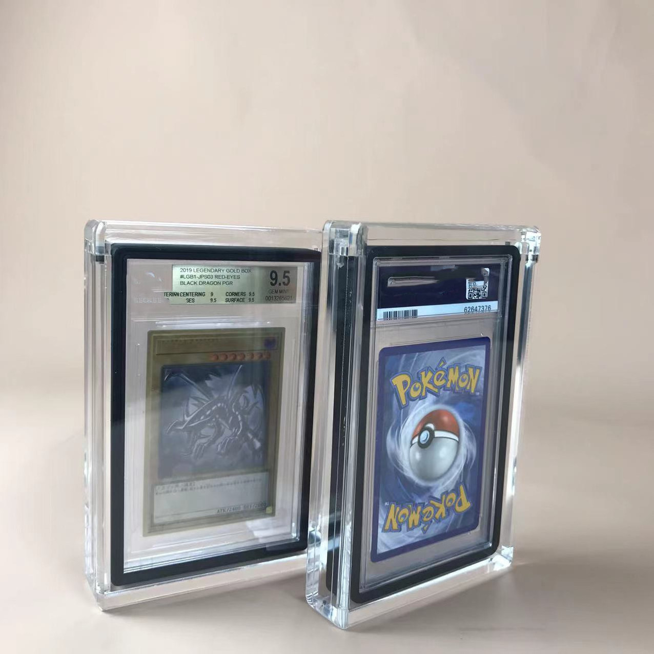 For Pokemon  Card Slabs Ultrasonic 35PT 55PT Acrylic Plastic Sports Graded Card Slab Trading Card Case stand holder