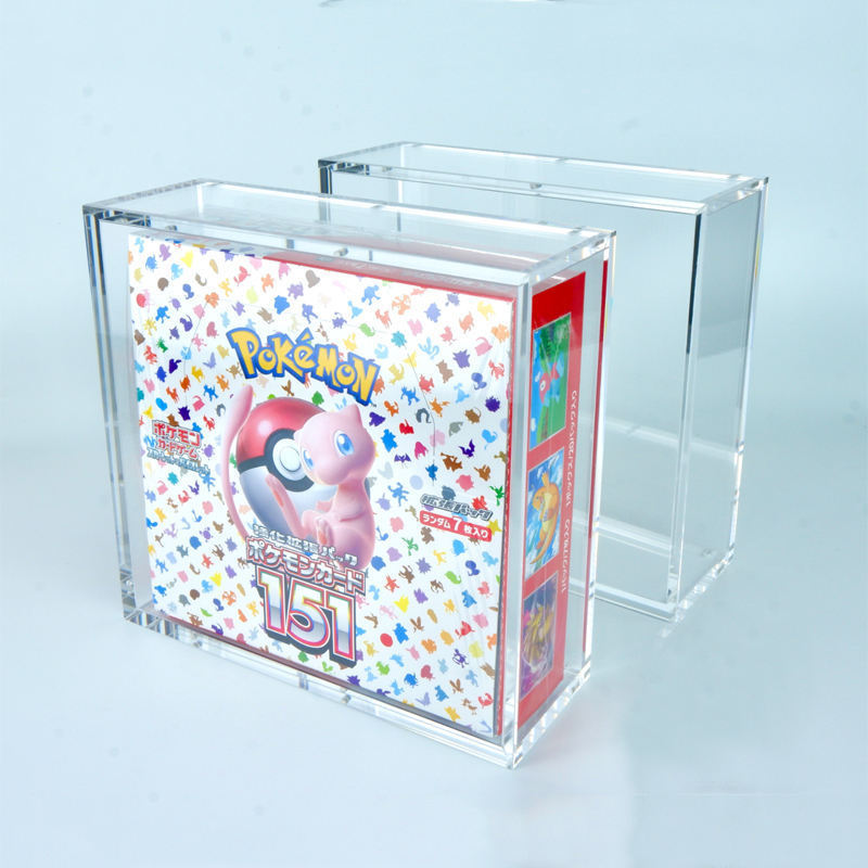 JIHONG Custom Clear Acrylic Pokemon 151 Booster Box Display Case Protector TCG Japanese Pokemon Card 151 Case With Strong Magnet