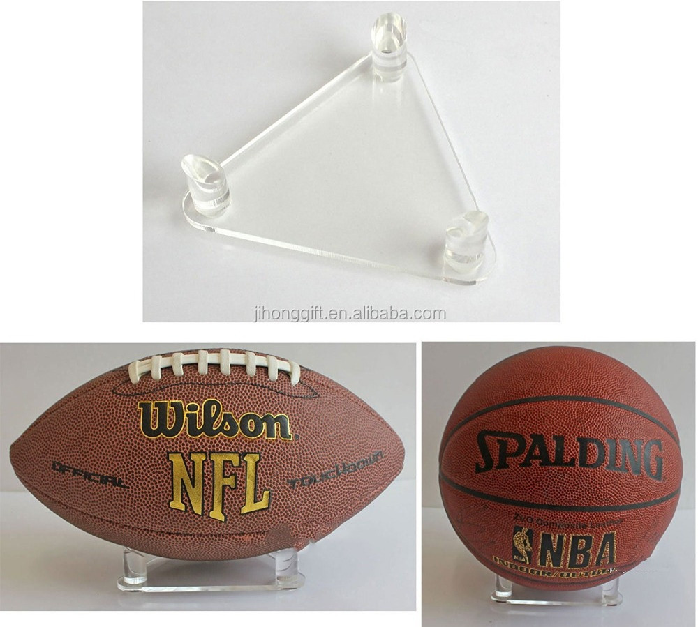 Jihong Deluxe Acrylic Ball Stand - Hold Football, Basketball, Volleyball or Soccer Ball - Display Stand or Holder