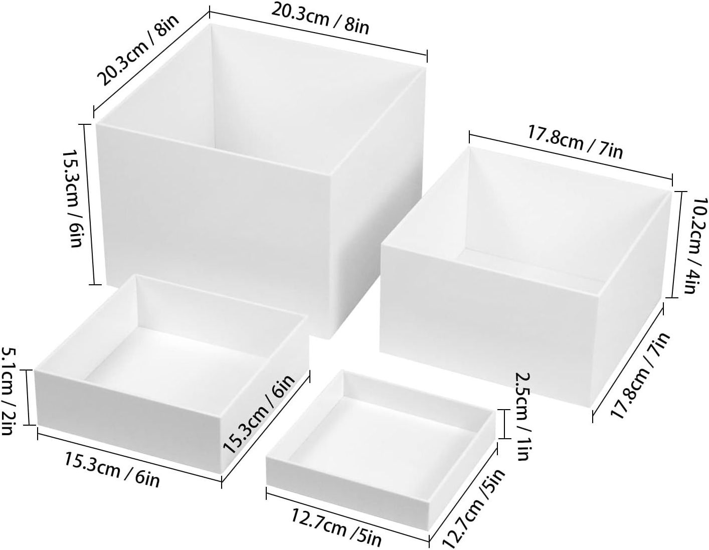 Acrylic Cube Cupcake Dessert Display Stands 5 Sided with Hollow Bottoms Nesting Risers Acrylic Boxes Square Acrylic Table