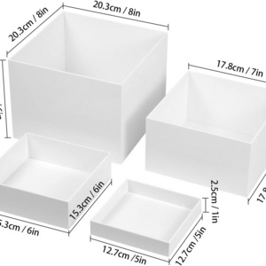 Acrylic Cube Cupcake Dessert Display Stands 5 Sided with Hollow Bottoms Nesting Risers Acrylic Boxes Square Acrylic Table