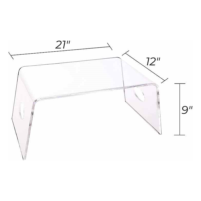 Clear Acrylic Bed Tray with handles Clear Laptop Stand Removable Bathtub Table Acrylic Display