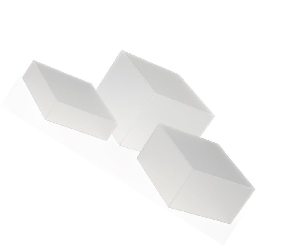 1 Large, 1 Medium, 1 Small Stand (Set of 3), Frosted White Stacking Display Cubes Nesting