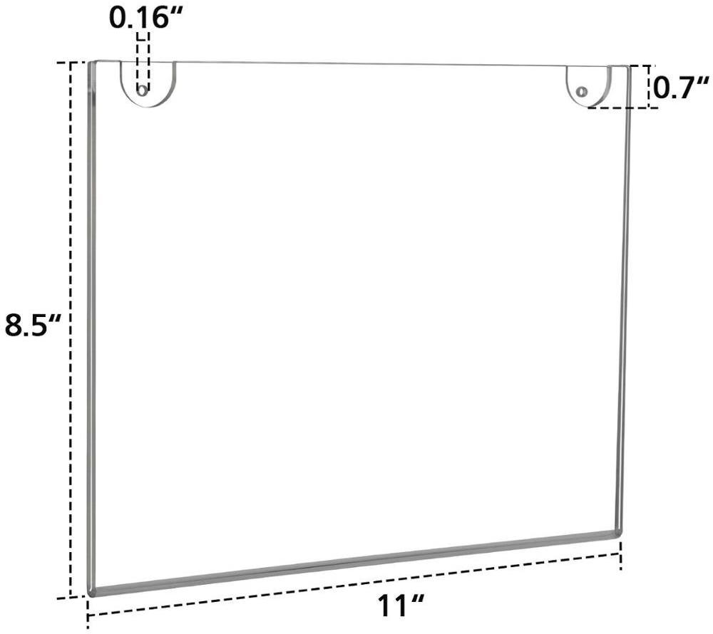 Wall Mount Sign Holder 11 x 8.5 Inch- Clear Acrylic Picture Frame for Paper