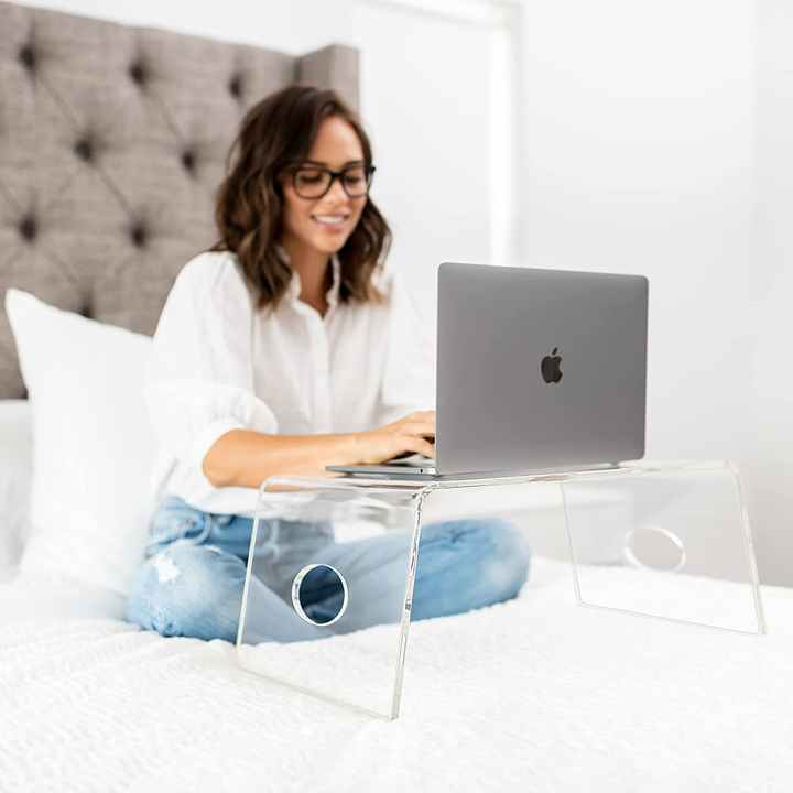 Clear Acrylic Bed Tray with handles Clear Laptop Stand Removable Bathtub Table Acrylic Display