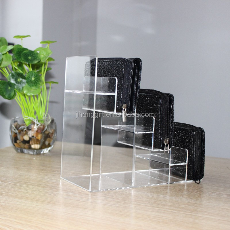 Hot sale Transparent Acrylic Wallet Display Stand Purse Cosmetic Showcase Holder Display Rack