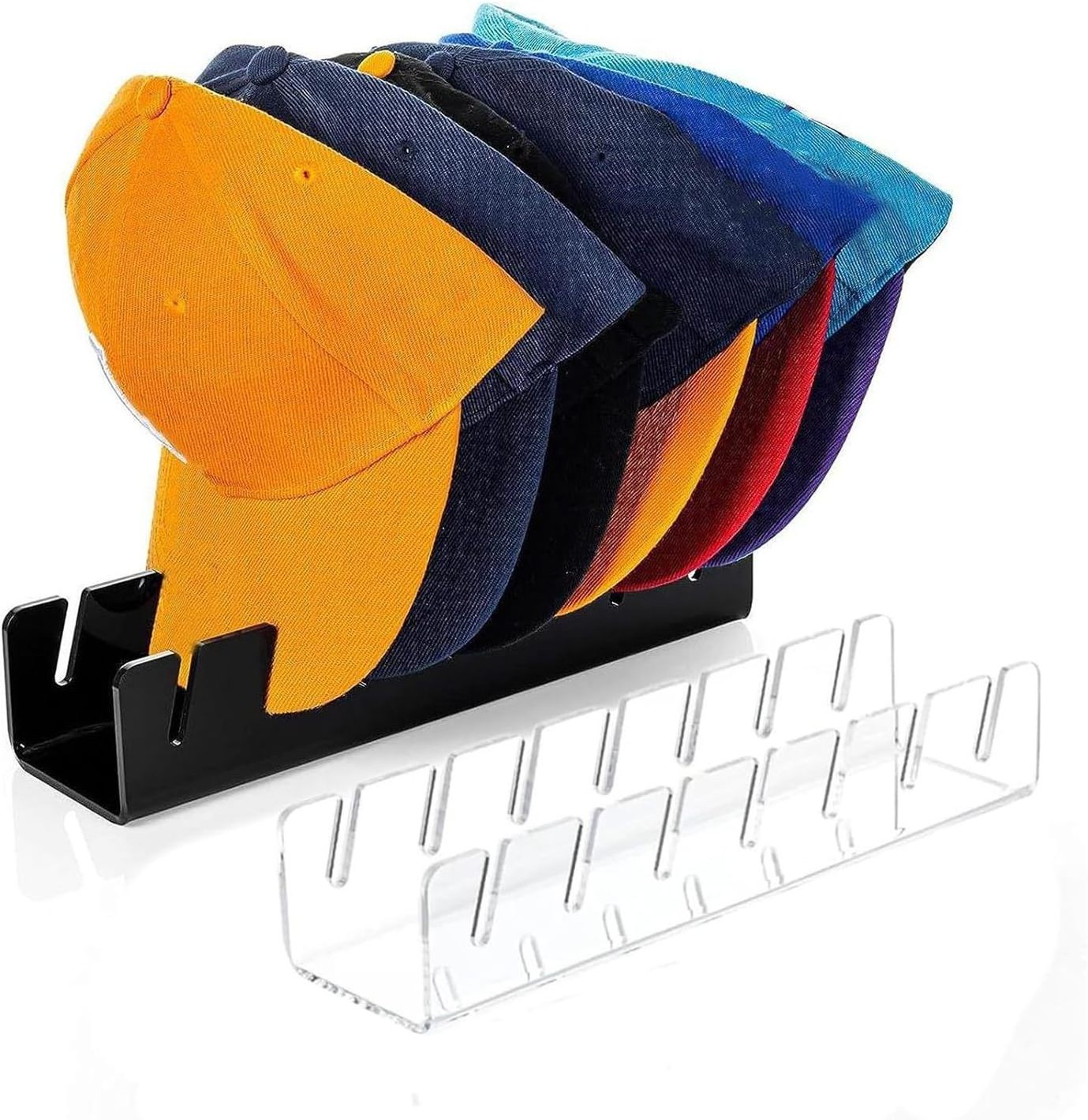 Acrylic Hat Organiser Stand for Baseball Caps  Pack of 2 Stand Up Hat Racks for 14 Baseball Caps Display and Organiser