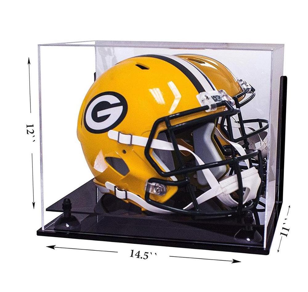 Wholesale Acrylic Football Display Case Sports Memorabilia Clear Display Case With Black Riser