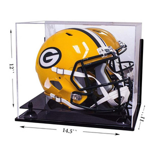 Wholesale Acrylic Football Display Case Sports Memorabilia Clear Display Case With Black Riser