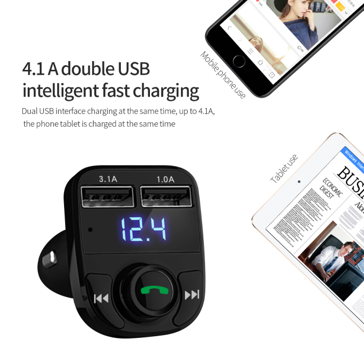 Hot Selling Car mp3 Player FM Transmitter QC 3.0 Digital Display Car Voltage Hands Free Car kit USB Audio Receiver