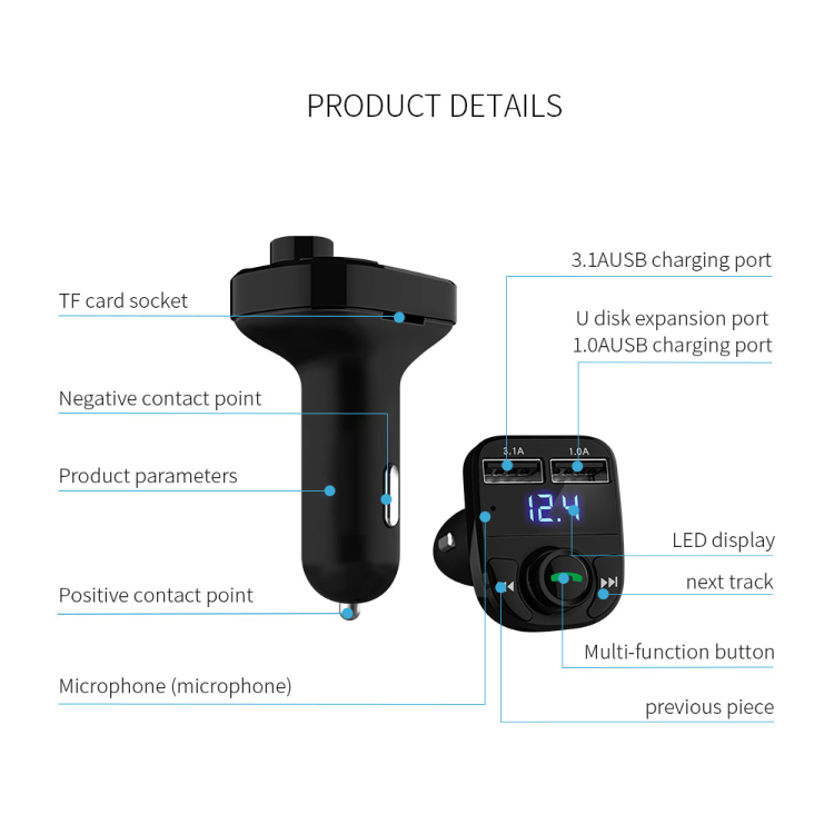 Hot Selling Car mp3 Player FM Transmitter QC 3.0 Digital Display Car Voltage Hands Free Car kit USB Audio Receiver