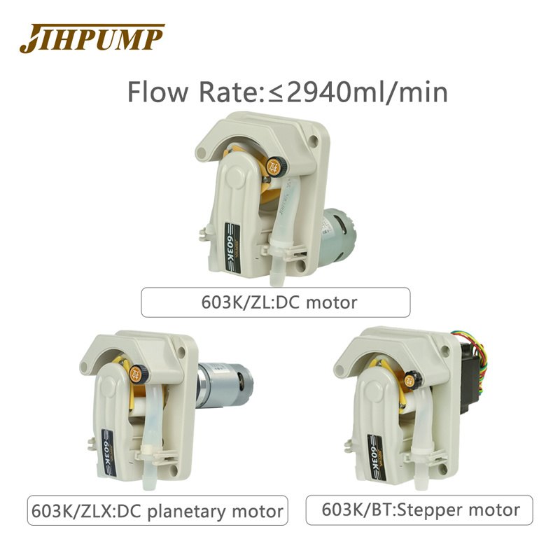 JIHPUMP 12v/24v DC gear motor micro peristaltic pump for Drink juice/syrup of flow rate 3L/min