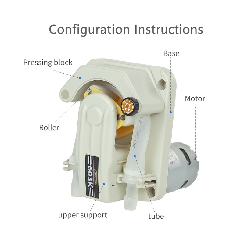 JIHPUMP 12v/24v DC gear motor micro peristaltic pump for Drink juice/syrup of flow rate 3L/min