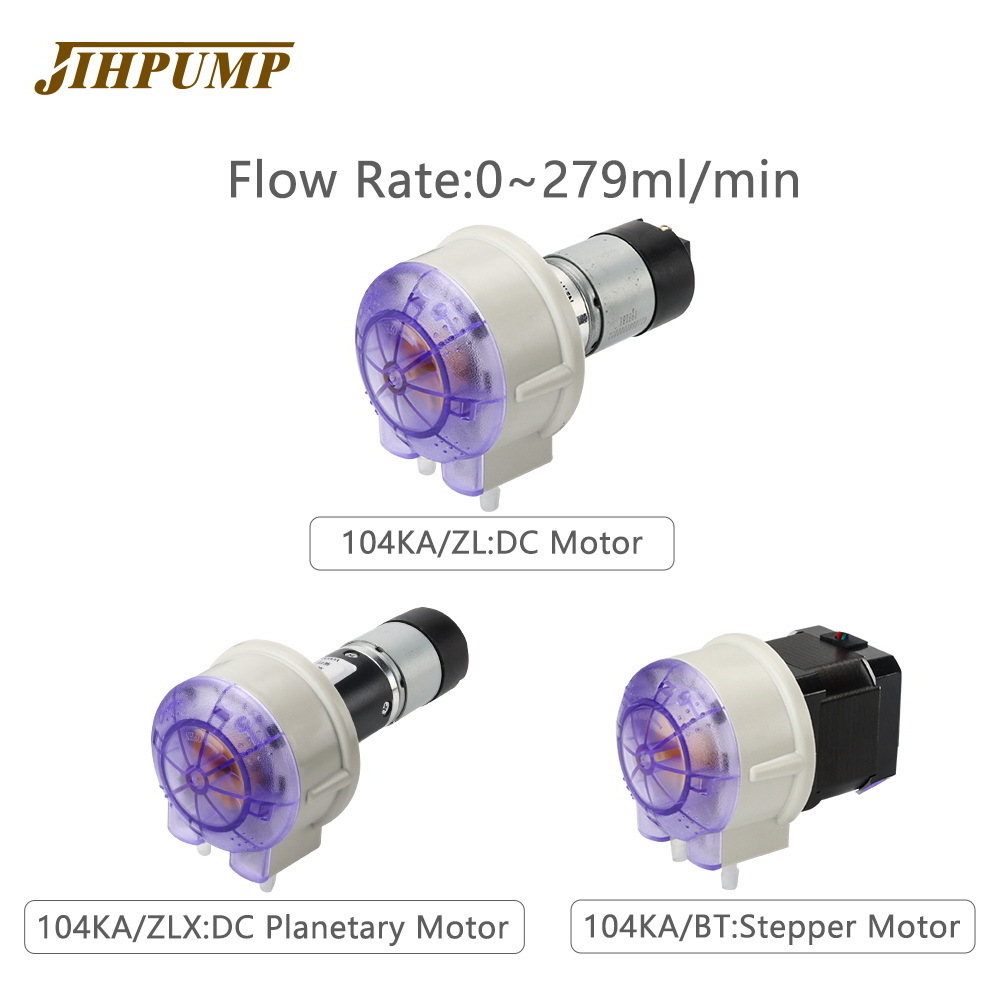 JIHPUMP DC 24v 12v Mini Micro Small Dosing Peristaltic Liquid Pumps for Sanitizer Detergent Water Chemicals Food Honey Oil