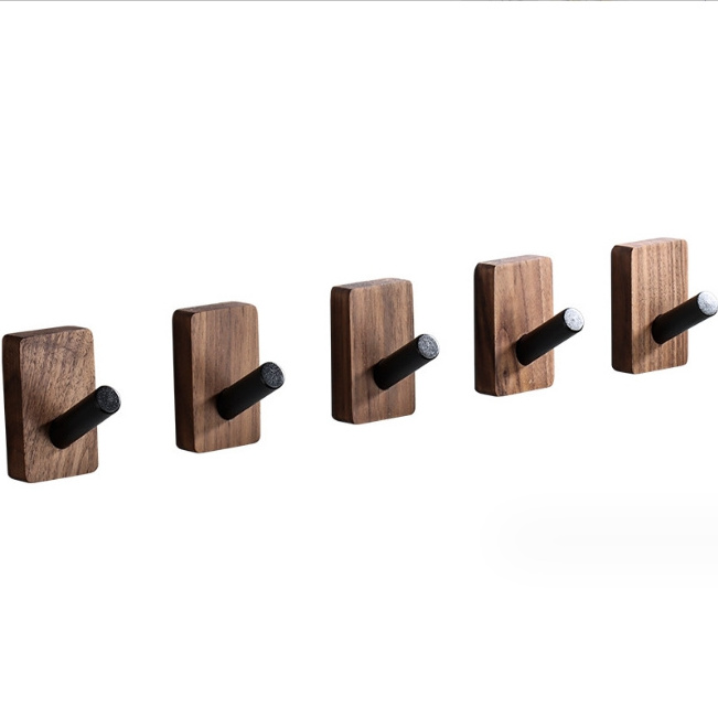 Closets Bamboo Wood Key Hooks for Hanging Coats Hats and Bags Natural Rust Resistant Hanger Wall Bonded Hooks