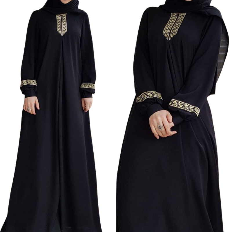 Hot Selling  Islamic Women Long Sleeve Dress Ethnic Style Full Zip Arab Dubai Muslim Dresses Abaya