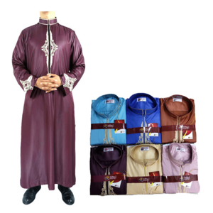 Cheap Price Wholesale African Men Islamic Clothing Jubba Thobe Embroidery Polyester Muslim Men Thobe