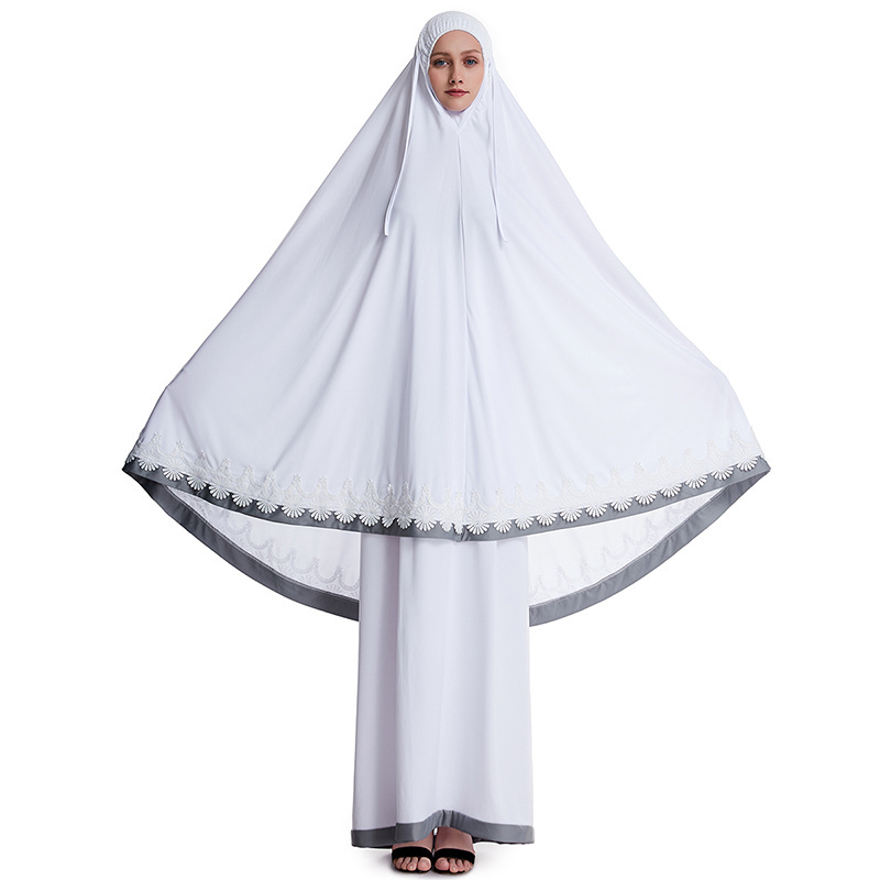 Traditional eid Ramadan Prayer Chador jilbab abaya muslim dress Solid color plain burqa khimar jilbab 2 pieces set