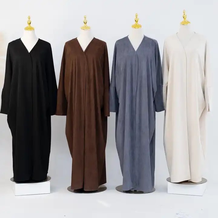 New Arrival Autumn Winter Women Open Abaya Islamic Thick Velvet Plain Cardigan Muslim Modest Abaya