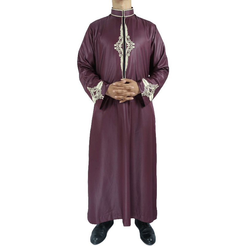 Cheap Price Wholesale African Men Islamic Clothing Jubba Thobe Embroidery Polyester Muslim Men Thobe