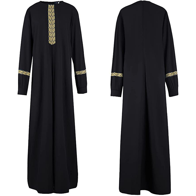 Hot Selling  Islamic Women Long Sleeve Dress Ethnic Style Full Zip Arab Dubai Muslim Dresses Abaya