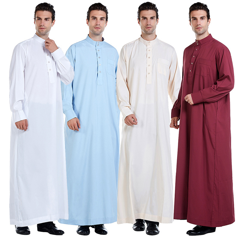 Wholesale Moroccan Mens Jubba Thawb Thobe Kaftan Islamic Dress Arab Men Daffah Thobes Islamic Clothing