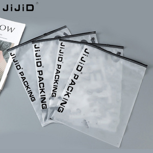 JIJID Cheap Custom Own Logo Printed Clothing Ziplock Pouch Packaging T Shirt Packing Zip Lock Frosted Tshirt Bags with logo