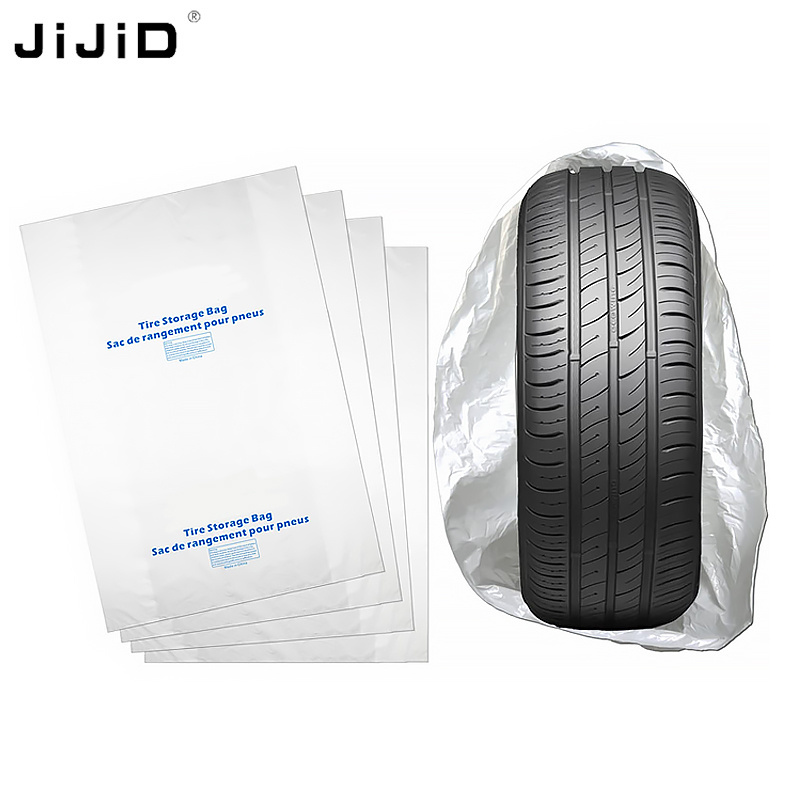 JiJiD Disposable Custom Pe Ldpe Clear Plastic Car Spare Tire Cover Tire Storage Bag Plastic Tire Bags With Logo