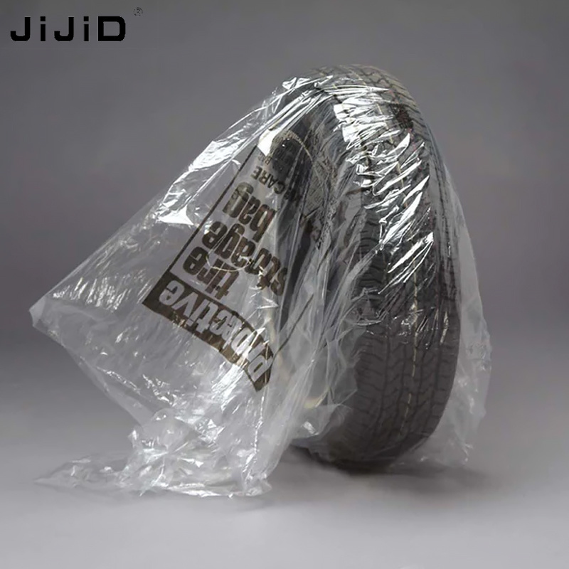 JiJiD Disposable Custom Pe Ldpe Clear Plastic Car Spare Tire Cover Tire Storage Bag Plastic Tire Bags With Logo