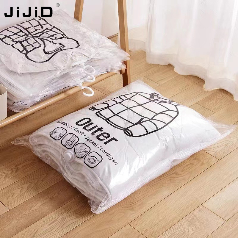 JIJID Vacuum Bags for Clothes Hanging Wardrobe Storage Organizador Cover for Clothes Space Saver Bag Vacuum Package Storage Bag