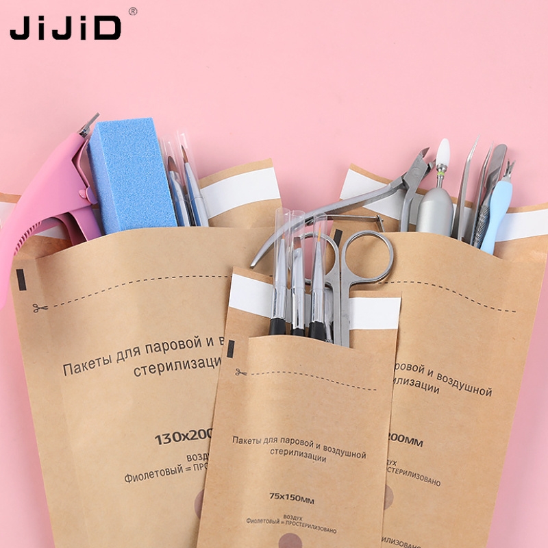 JIJID Valve Bag Nail Beauty Salon Tools 100*200mm Sterilization Bags 100pcs Dry Heat Sterilization Pouch