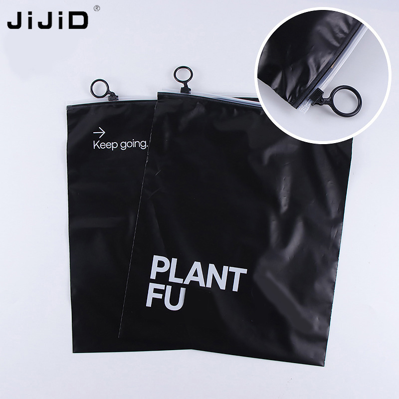 JIJID Clothing plastic zipper bag customized printed packaging PE tshirt bag clothes packaging slider zip lock