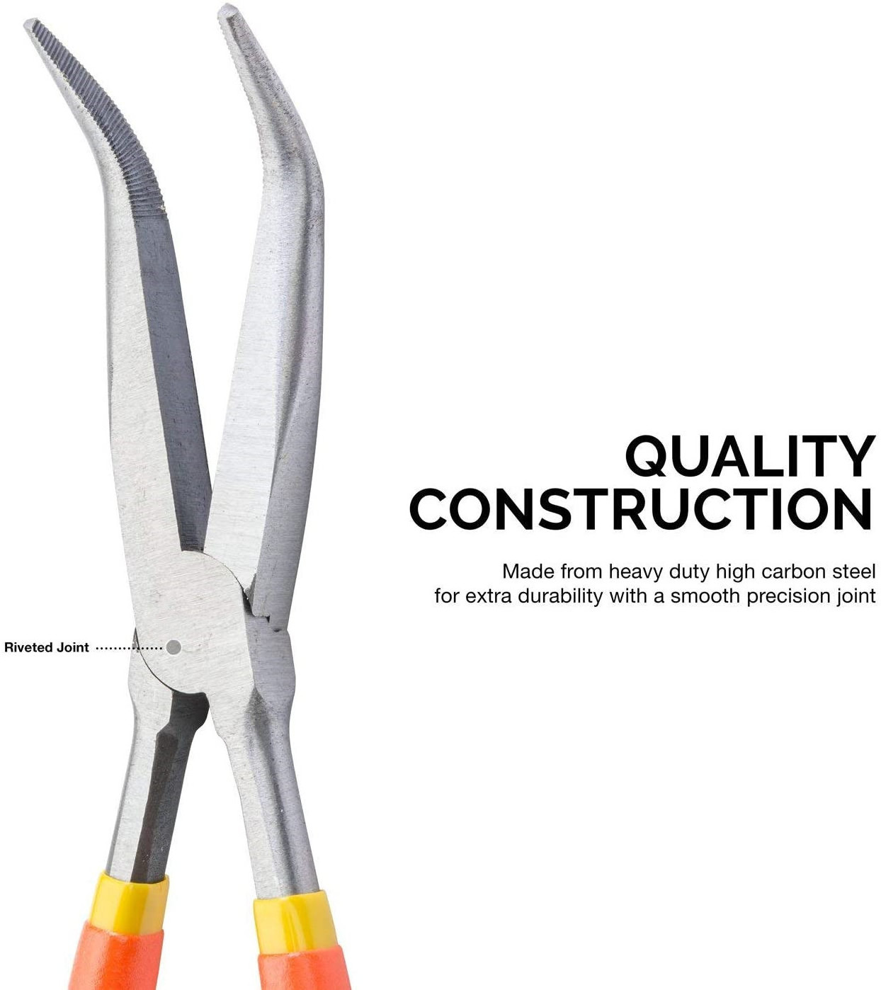 Long Nose Plier 4 Needle Nose Pliers Set 11 inch Long Reach Straight Angle Curved Pliers 45 and 90 Degree