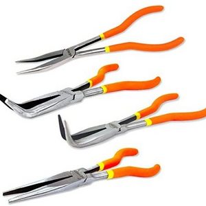 Long Nose Plier 4 Needle Nose Pliers Set 11 inch Long Reach Straight Angle Curved Pliers 45 and 90 Degree