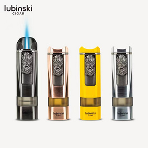 LUBINSKI Multi-function lighter blue flame direct injection lighter with cigarette opener gift box