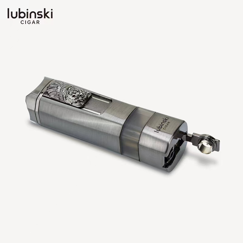 LUBINSKI Multi-function lighter blue flame direct injection lighter with cigarette opener gift box