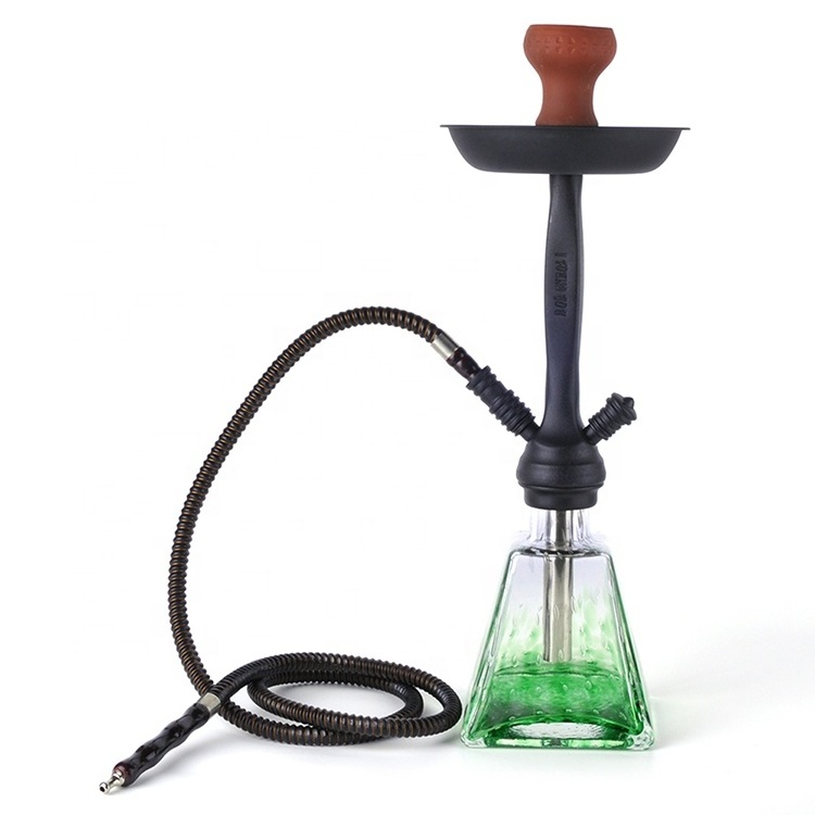 JL-327AH Hot Selling Good Quality Shisha Accessories Glass and Zinc Alloy  Shisha Hookah with Hose Pipe