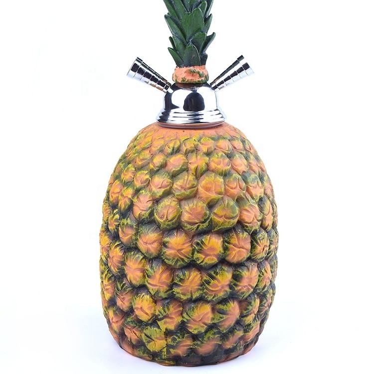 JL-256AH Manufacturer New Design Pineapple Shape Resin Metal Hookah Shiha With Double Hose